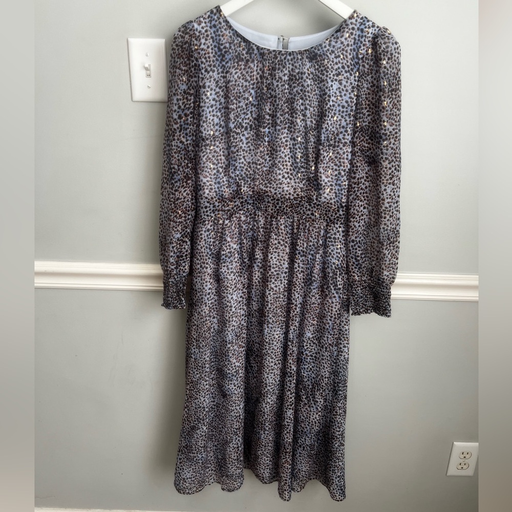 Talbots 8P Smocked Fit & Flare Dress - Leopard Dot